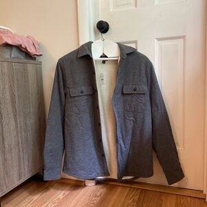 J. Crew Gray Sherpa Linened Shacket
